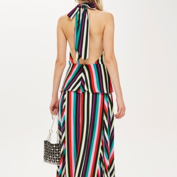 Topshop Multicolor Rainbow Stripe Maxi Dress NWOT - Picture 2 of 8